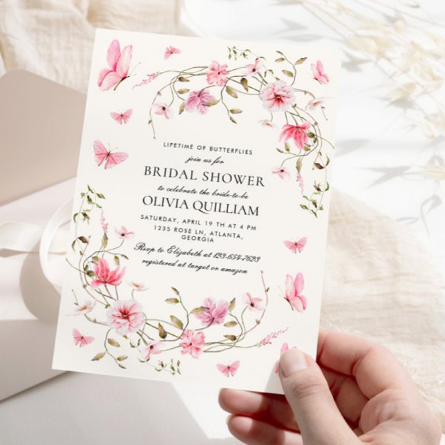 Lifetime of Butterflies Floral Bridal Shower  Invitation (Creator Uploaded)