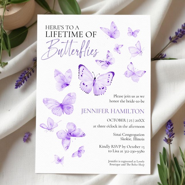 Lifetime of Butterflies Lavender Bridal Shower  Invitation (Creator Uploaded)