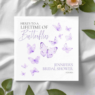 Lifetime Of Butterflies   Lavender Bridal Shower Napkin