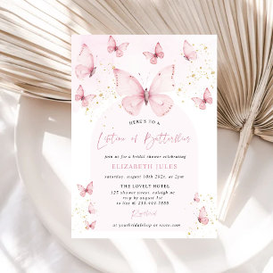 Lifetime of Butterflies Pink Gold Bridal Shower Invitation