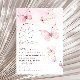 Lifetime of Butterflies Pink Gold Bridal Shower Invitation