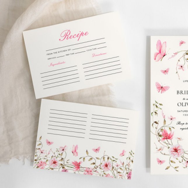 Lifetime of Butterflies Recipe Flora Bridal Shower Enclosure Card (Creator Uploaded)