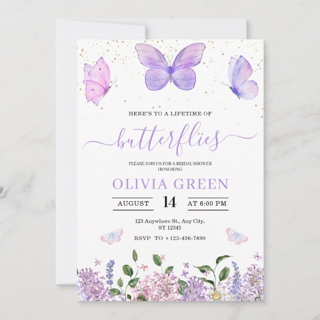 Lifetime of Butterflies Spring Bridal Shower  Invitation (Front)