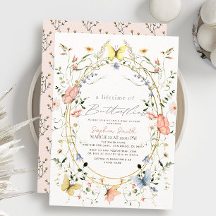Lifetime of Butterflies Wildflower Baby Shower Invitation