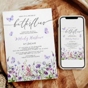 Lifetime of Butterflies Wildflower Bridal Shower Invitation