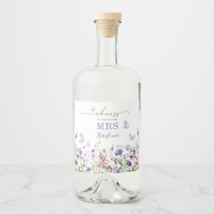 Lifetime of Butterflies Wildflower Bridal Shower Liquor Bottle Label