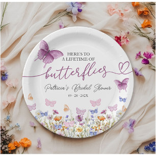 Lifetime of Butterflies Wildflower Bridal Shower Paper Plate