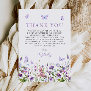 Lifetime of Butterflies Wildflower Bridal Shower Thank You Card