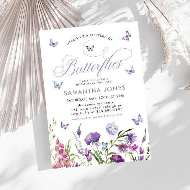 Lifetime of Butterflies Wildflowers Bridal Shower Invitation (Creator Uploaded)