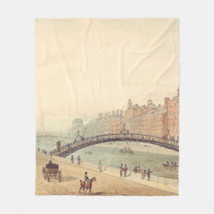 Liffey Bridge in Dublin by Samuel Frederick Brocas Fleece Blanket