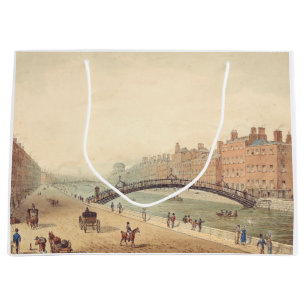Liffey Bridge in Dublin by Samuel Frederick Brocas Large Gift Bag