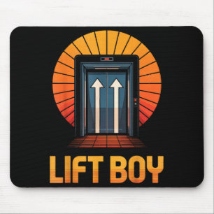 Lift Boy Retro Elevator Design Funny Vintage Style Mouse Pad