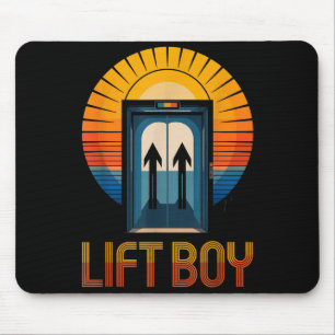 Lift Boy Retro Elevator Design Funny Vintage Style Mouse Pad