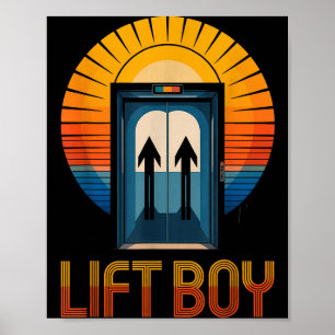 Lift Boy Retro Elevator Design Funny Vintage Style Poster
