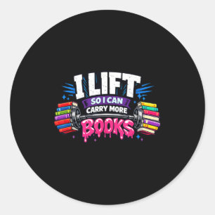 Lift can carry more books reading lovers reader classic round sticker
