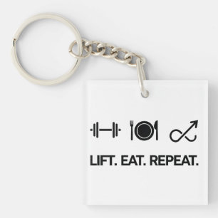 Lift. Eat. Repeat. - Motivational Fitness Design Key Ring
