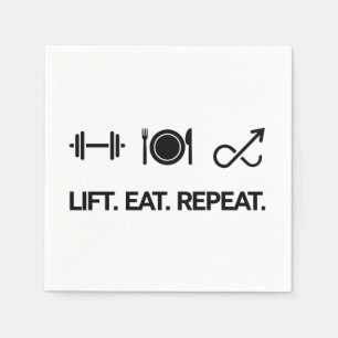 Lift. Eat. Repeat. - Motivational Fitness Design Napkin