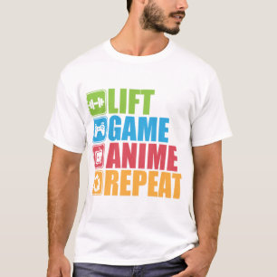 Lift, Game, Anime, Repeat - Icon Pictogram   T-Shirt