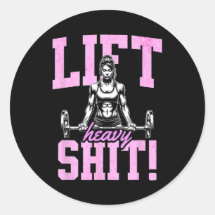 Lift Heavy 1 Funny Gym Workout Tee Powerlifting Hu Classic Round Sticker