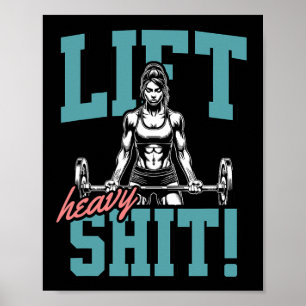 Lift Heavy 2 Funny Gym Workout Tee Powerlifting Hu Poster