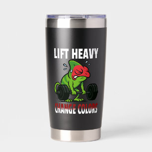 Lift Heavy Change Colors - Funny Gym Chameleon, Insulated Tumbler