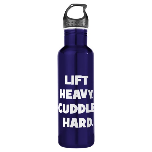 Lift Heavy, Cuddle Hard - Funny Novelty Workout 710 Ml Water Bottle (Front)