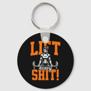 Lift Heavy Funny Gym Workout Tee Powerlifting Humo Key Ring