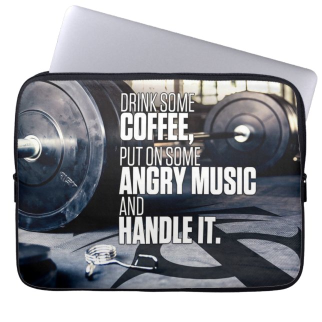 Lift Heavy Inspiration - Coffee and Angry Music Laptop Sleeve (Front)