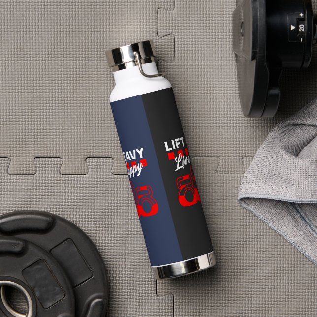 Lift Heavy Live Happy – Gym, Motivation, Fitness Water Bottle (Gym)
