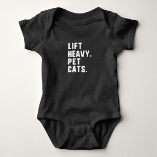Lift Heavy Pet Cats Funny Gym Workout Lifting Gift Baby Bodysuit
