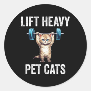 Lift Heavy Pet Cats Funny Gym Workout Weight Lifte Classic Round Sticker