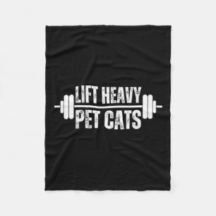 Lift Heavy Pet Cats Weightlifter Gym Barbell Cat O Fleece Blanket