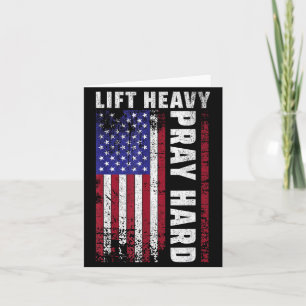 Lift Heavy Pray Hard American Flag Christian Gym Card