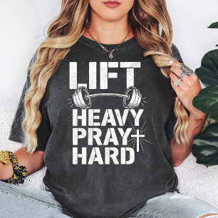 Lift Heavy Pray Hard Barbell Christian Fitness T-Shirt