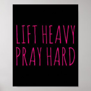 Lift Heavy Pray Hard Fitness Bodybuilding Jesus Fa Poster