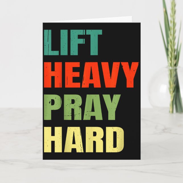 Lift Heavy Pray Hard Gym Christian Funny Saying Je Card (Front)