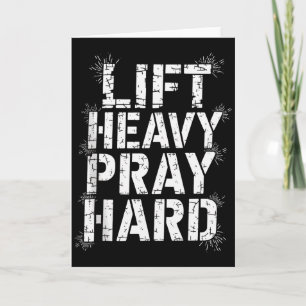 Lift Heavy Pray Hard Gym Christian Gift Jesus Fait Card