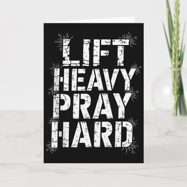 Lift Heavy Pray Hard Gym Christian Gift Jesus Fait Card (Front)