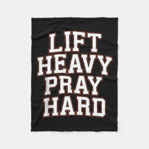 Lift Heavy Pray Hard Gym Christian Gift Jesus Fait Fleece Blanket