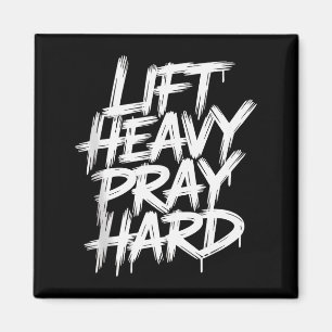 Lift Heavy Pray Hard Gym Christian Gift Jesus Fait Magnet