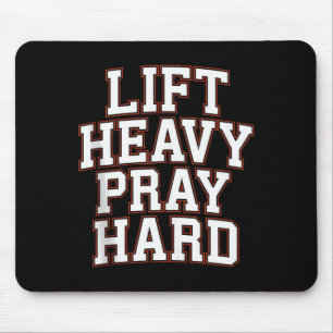Lift Heavy Pray Hard Gym Christian Gift Jesus Fait Mouse Pad