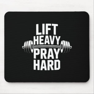 Lift Heavy Pray Hard Gym Christian Gift Jesus Fait Mouse Pad