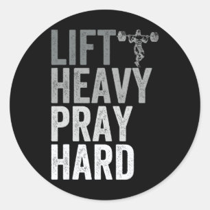 Lift Heavy Pray Hard Gym Jesus Christian Faith Wom Classic Round Sticker