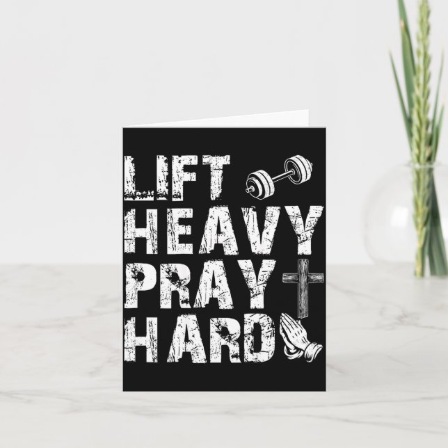 Lift Heavy Pray Hard Gym Workout Christian Gift On Card (Front)