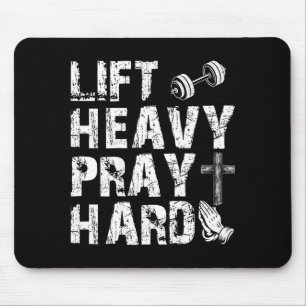 Lift Heavy Pray Hard Gym Workout Christian Gift On Mouse Pad