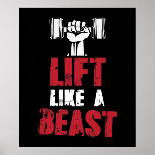 Lift Like a Beast Workout Exercise Gym Tee Poster