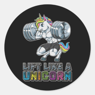 Lift Like A Unicorn Gym Fitness Training Bodybuild Classic Round Sticker