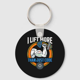 Lift more than code funny programmer developer fit key ring