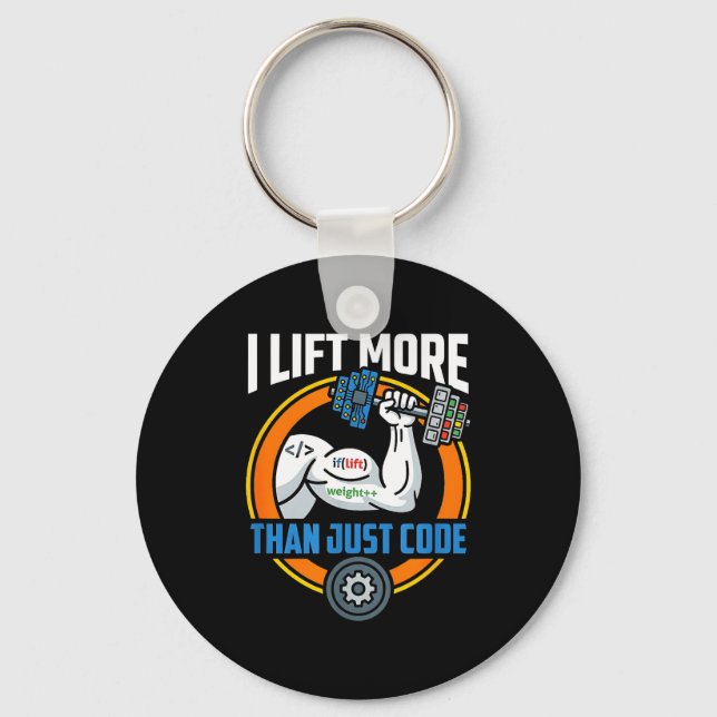 Lift more than code funny programmer developer fit key ring (Front)