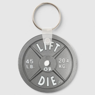 Lift Or Die 45 lb Plate on 2.25" Keychain. Key Ring